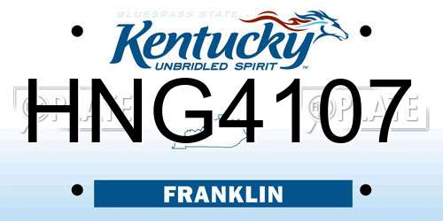 HNG4107 Kentucky License Plate