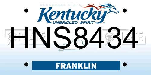 HNS8434 Kentucky License Plate