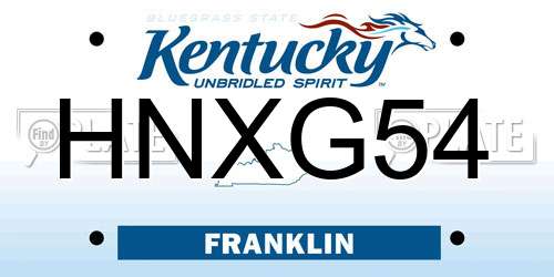 HNXG54 Kentucky License Plate