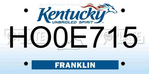 HO0E715 Kentucky License Plate