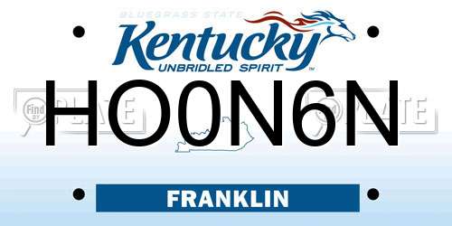 HO0N6N Kentucky License Plate