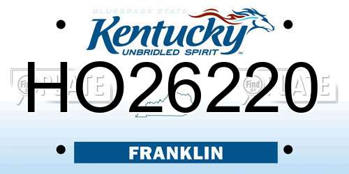 HO26220 Kentucky License Plate