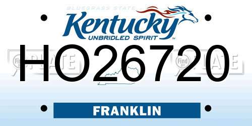 HO26720 Kentucky License Plate