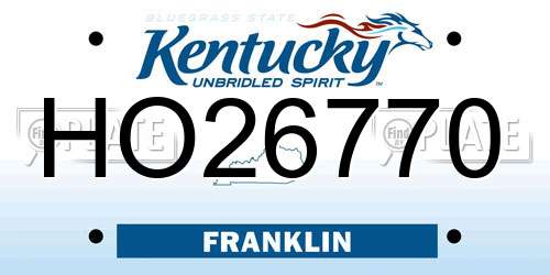 HO26770 Kentucky License Plate