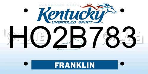 HO2B783 Kentucky License Plate