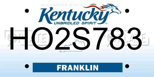HO2S783 Kentucky License Plate