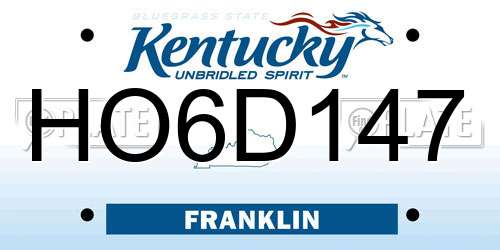 HO6D147 Kentucky License Plate