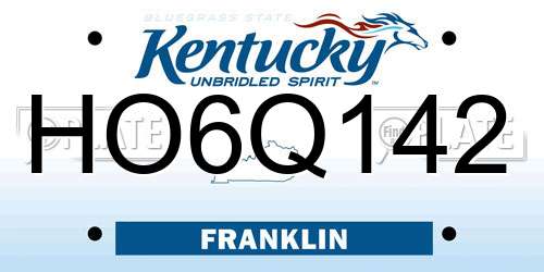 HO6Q142 Kentucky License Plate