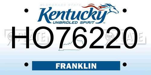 HO76220 Kentucky License Plate