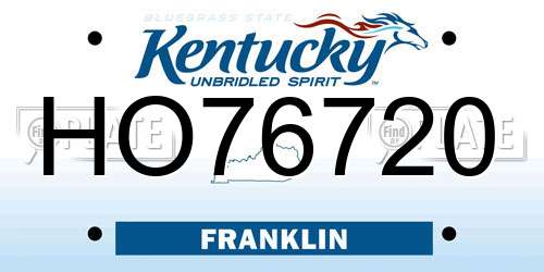 HO76720 Kentucky License Plate