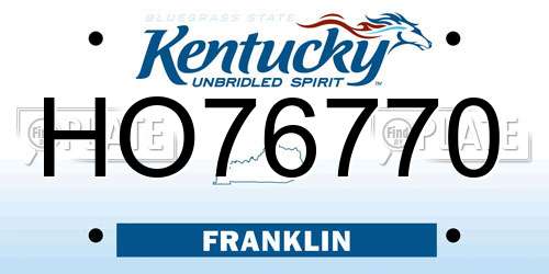 HO76770 Kentucky License Plate