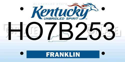 HO7B253 Kentucky License Plate