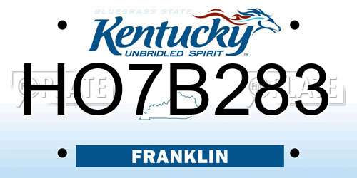 HO7B283 Kentucky License Plate
