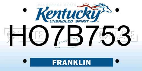 HO7B753 Kentucky License Plate