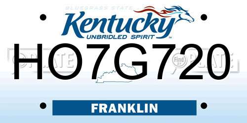HO7G720 Kentucky License Plate