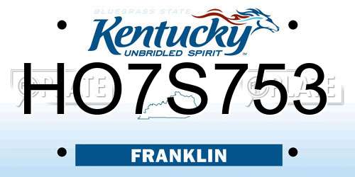 HO7S753 Kentucky License Plate