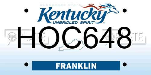 HOC648 Kentucky License Plate