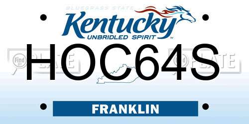 HOC64S Kentucky License Plate