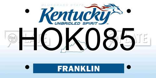 HOK085 Kentucky License Plate