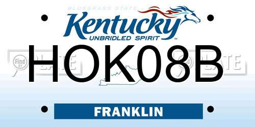 HOK08B Kentucky License Plate