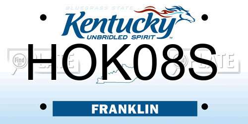 HOK08S Kentucky License Plate