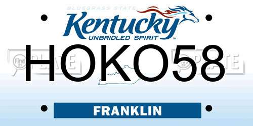 HOKO58 Kentucky License Plate