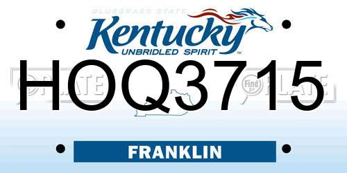 HOQ3715 Kentucky License Plate