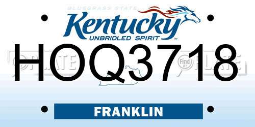 HOQ3718 Kentucky License Plate