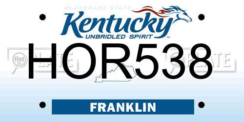 HOR538 Kentucky License Plate