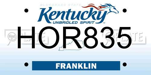 HOR835 Kentucky License Plate