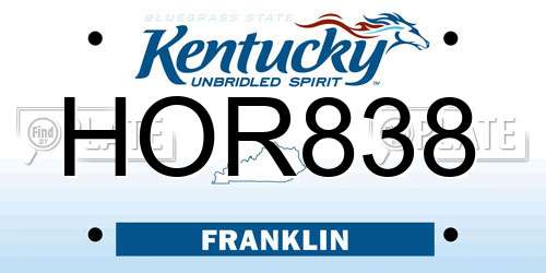 HOR838 Kentucky License Plate