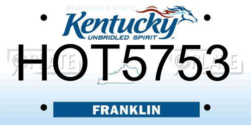 HOT5753 Kentucky License Plate