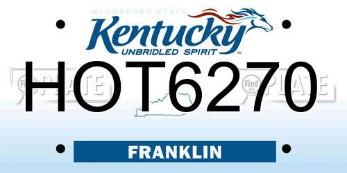 HOT6270 Kentucky License Plate