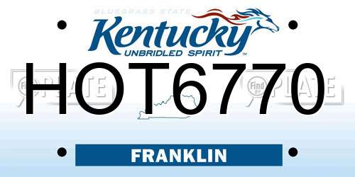 HOT6770 Kentucky License Plate