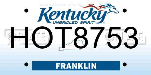 HOT8753 Kentucky License Plate