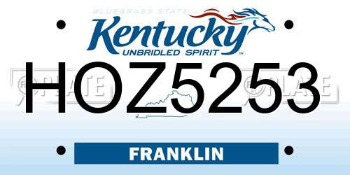 HOZ5253 Kentucky License Plate