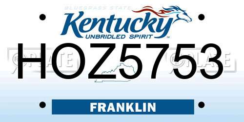 HOZ5753 Kentucky License Plate
