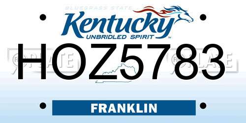 HOZ5783 Kentucky License Plate