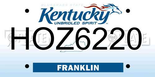 HOZ6220 Kentucky License Plate
