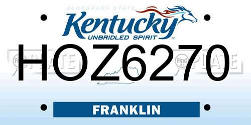 HOZ6270 Kentucky License Plate