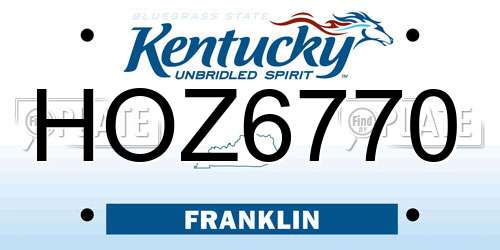 HOZ6770 Kentucky License Plate