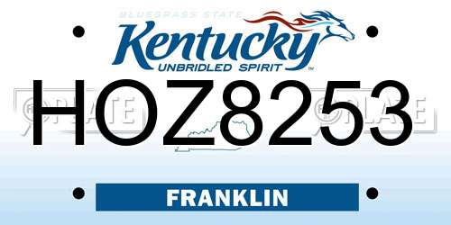 HOZ8253 Kentucky License Plate