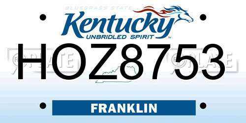 HOZ8753 Kentucky License Plate