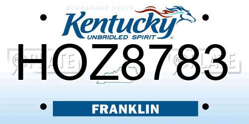 HOZ8783 Kentucky License Plate