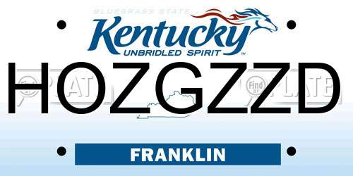HOZGZZD Kentucky License Plate