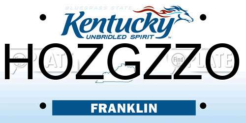HOZGZZO Kentucky License Plate