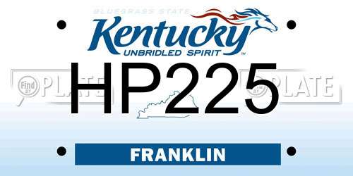 HP225 Kentucky License Plate