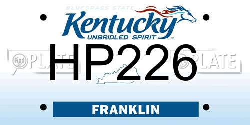 HP226 Kentucky License Plate