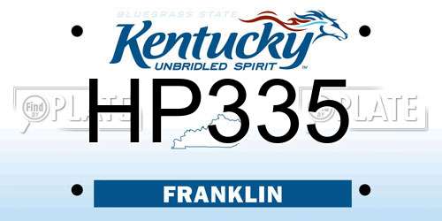 HP335 Kentucky License Plate