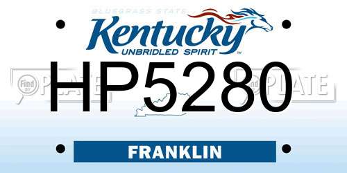 HP5280 Kentucky License Plate